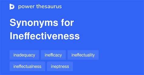 ineffectiveness synonym|INEFFECTIVENESS Synonyms: 21 Similar and Opposite Words .